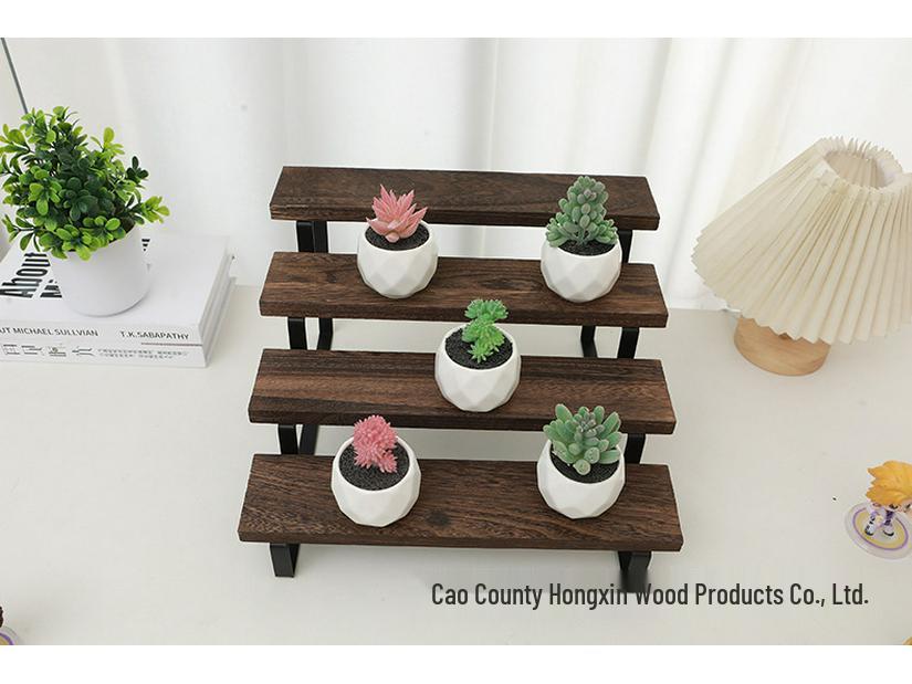 Four-Tier Iron and Wood Display Rack for Desserts and Aromatherapy Essentials