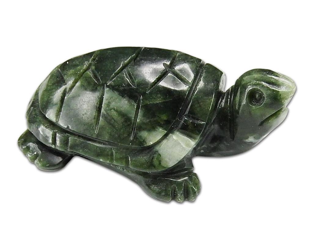 Natural Serpentine Lucky Office Dark [Sekimachi] Traveler's Amulet, Turtle, Hand-Carved, Charm, Ornament,