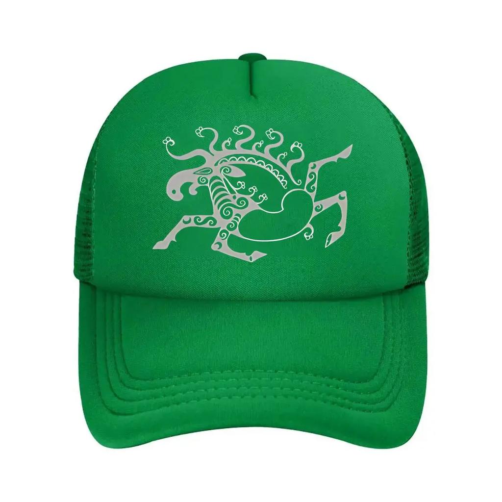 Stylized and Decorative Silver Horse Illustration Mesh Baseball Cap