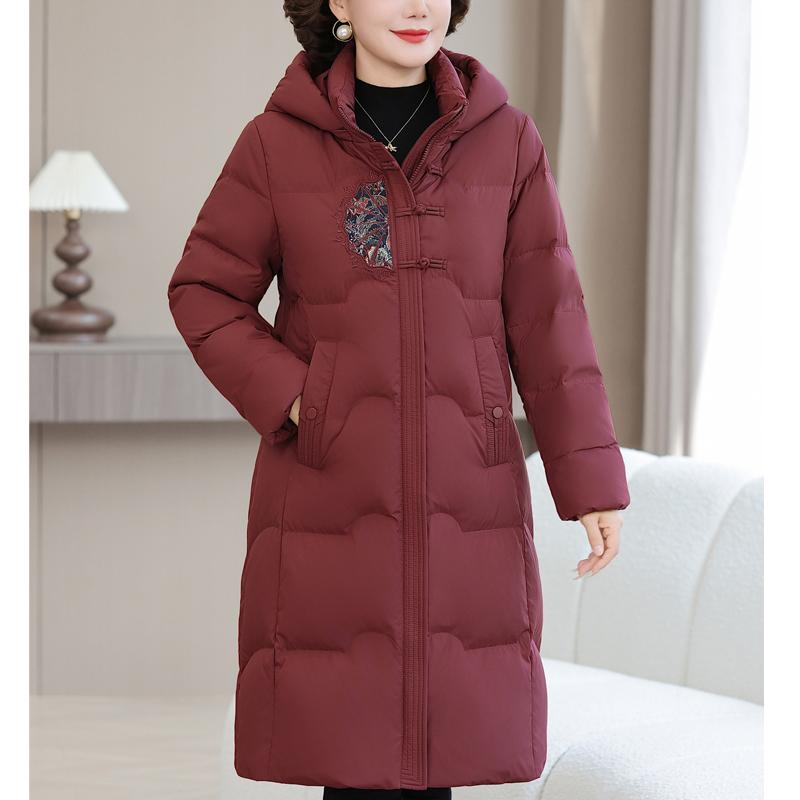 

Женские пуховики больших размеров XL-6XL для женщин среднего возраста, зимние длинные парки с капюшоном, элегантные, свободные, толстые, теплые пуховые куртки, женское пальто 6XL