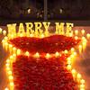 Rose Petals and LED Candles Set for Romantic Decoration Heart Candle Lights for Special Night Wedding Anniversary Valentine Day