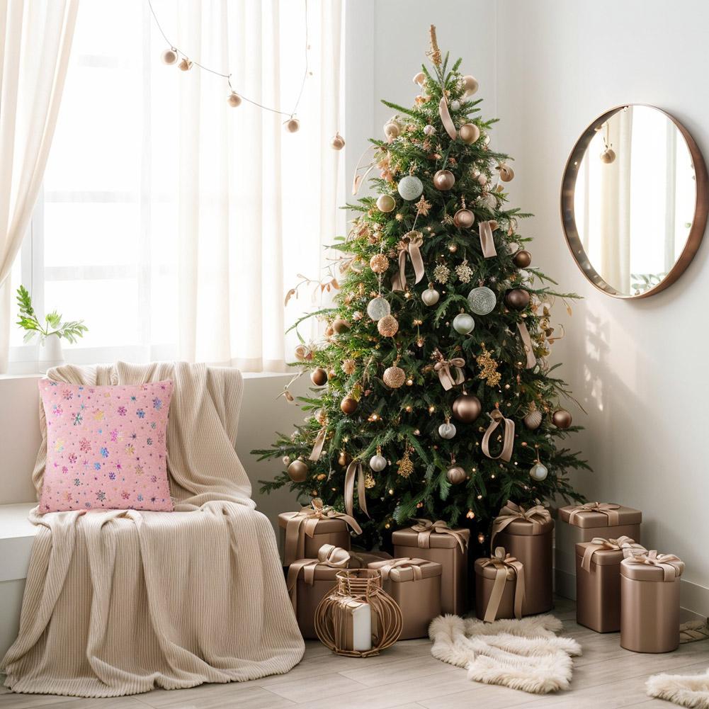 Christmas Decor Velvet Throw Pillows Cover Cushion Covers Hot Stamping Snowflake Throw Pillow Case for Couch Sofa Bed Girls Room