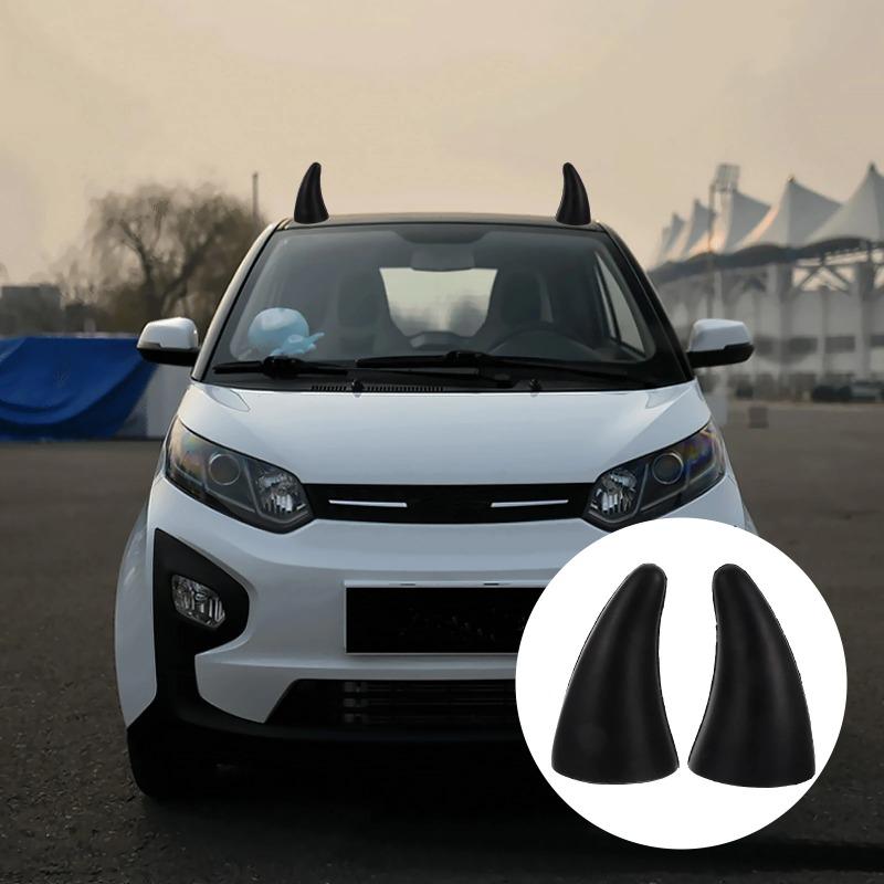 2pcs 3D Cool Design Car Sticker - Devil Horn, Anti-collision Small Saplin, Car Roof Decoration, Roof Sticker, 3D Sticker