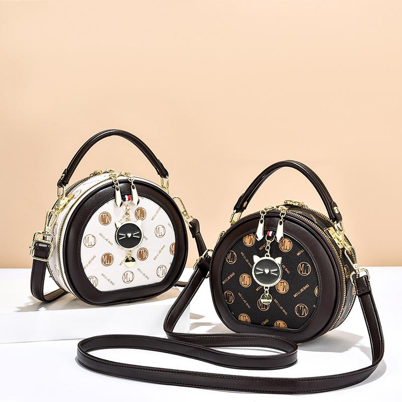 New Women's Round Bag Trendy Version Ladies Crossbody Bag Sweet and Cute Printed Handbag Ladies Luxury Small Round Bags