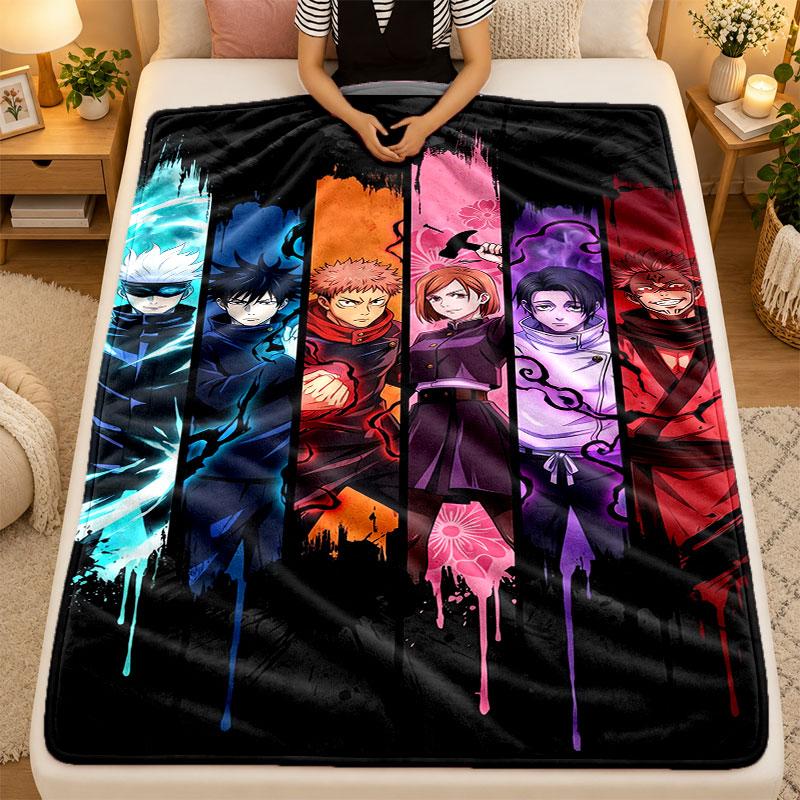 Flanell-DeckeJujutsu Kaisen Warme Weiche Überwurfdecke für den Innenbereich Sofa Bett Wohnzimmergebrauch