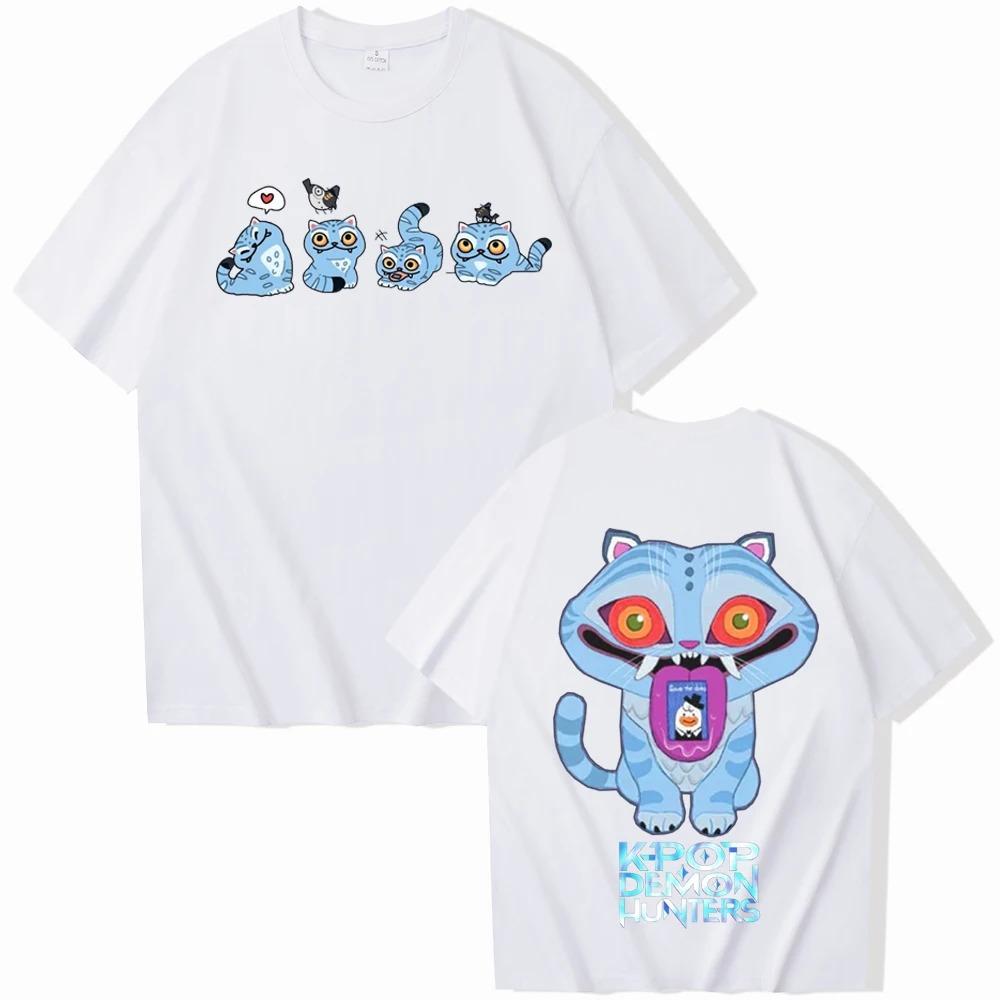 New Summer Vintage KPop Demon Hunters Tiger T-shirts for Men Harajuku Cute Round-neck Heavy T-shirts Oversize Unseix Tee Top
