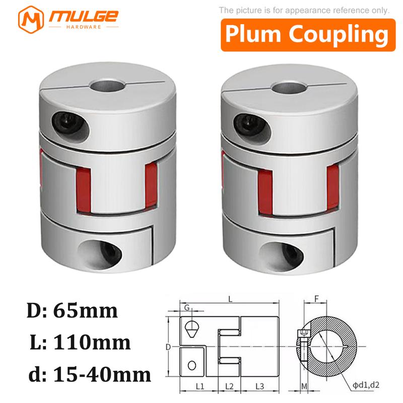 LM series D65 L110 Flexible plum clamp coupler D65L110 shaft size CNC Jaw shaft coupling 15mm-40mm couples 15x15mm