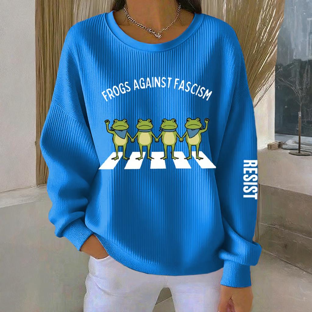 Women's Loose Comfortable Casual And Fashionable Round Neck Pattern Long Sleeved Sweatshirt