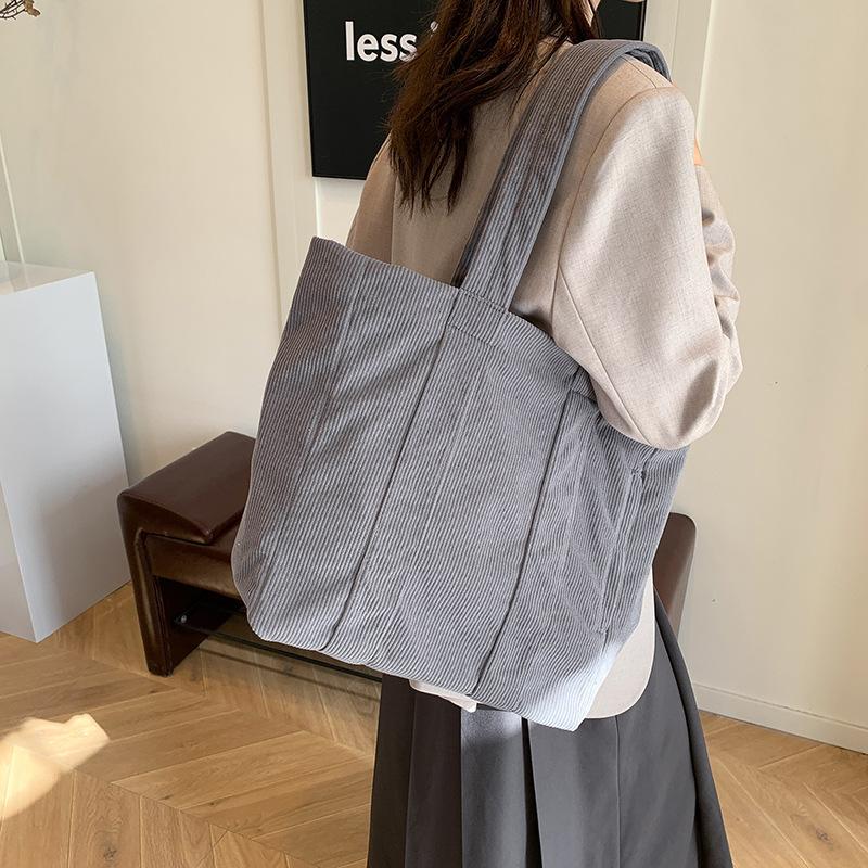 Corduroy Shoulder Bag Tote Bag Winter New Korean Version Casual Fashion Simple Large Capacity Commuter Women's Bag