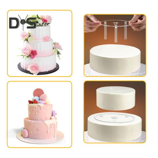 1 Set Waterproof Cake Support Bars Smooth Edges Practical 4 Cake Bases 12 Cake Piling Supports