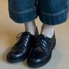 Cowhide Version~ Small Leather Shoes Women's British Style 2025 Spring and Autumn New Versatile Soft-soled Loafers Retro Lace-up Single Shoes