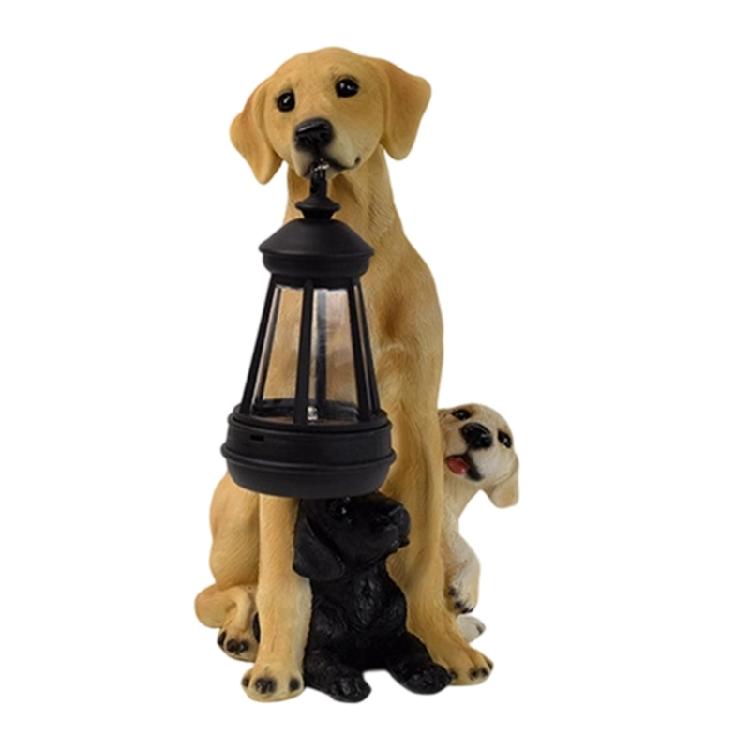 Porch and Lawn Dog Light Garden Statue, Sun Powered Resin Outdoor Display Piece for Entryway Use and Soft Shine