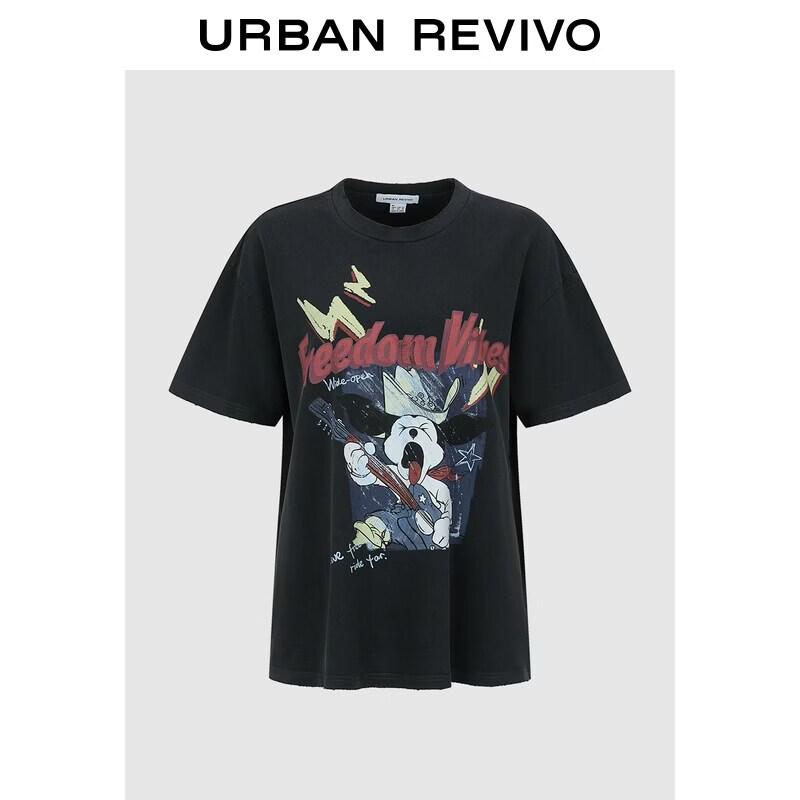 UR2026 Women s Retro Comic Print Cotton T-Shirt L