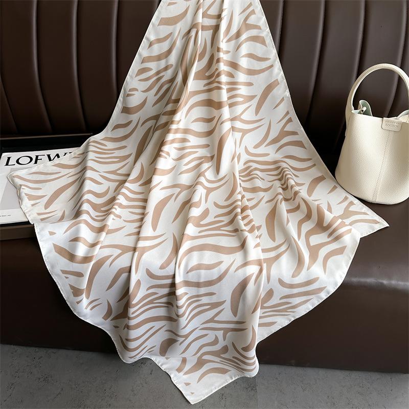 Luxury Ladies Imitation Silk Scarf Fashion Colorblock Print Satin Square Scarf Women's Twill Shawl Wrap Hijab Headscarf