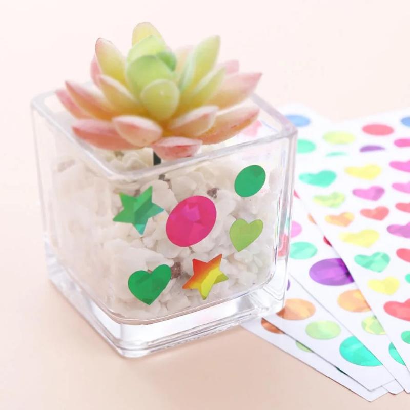 3pcs/packLaser Star Heart Dot Stickers Colorful Glass Bottle Gift Packaging Bag Decoration Stickers Reward Adhesive Labels Seali
