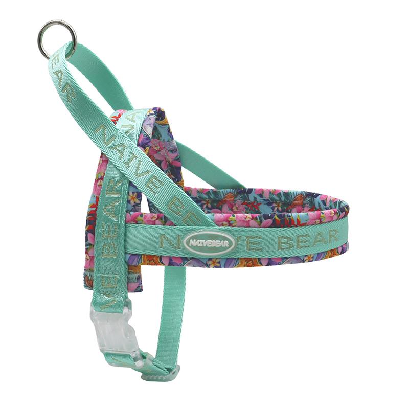Colorful Floral Printing Padded Harness for Dogs Adjustable No-pull Nylon Pet Walking Training Vest for Small Medium Large Dogs