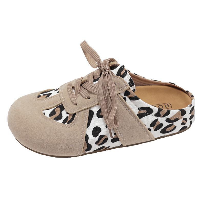 

2025 spring new flat-bottomed bag head half slippers women wear one-pedal German training shoes non-slip Muller single shoes trendy shoes 40