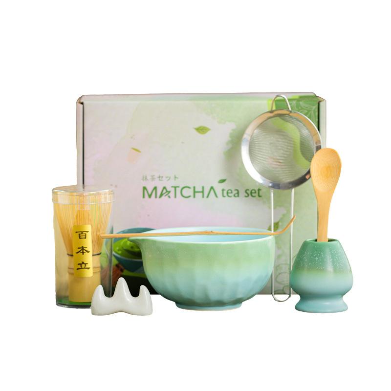 Gradient matcha set Japanese ceramic matcha bowl tea sipping matcha refreshment tool set bamboo tea ceremony suitable for