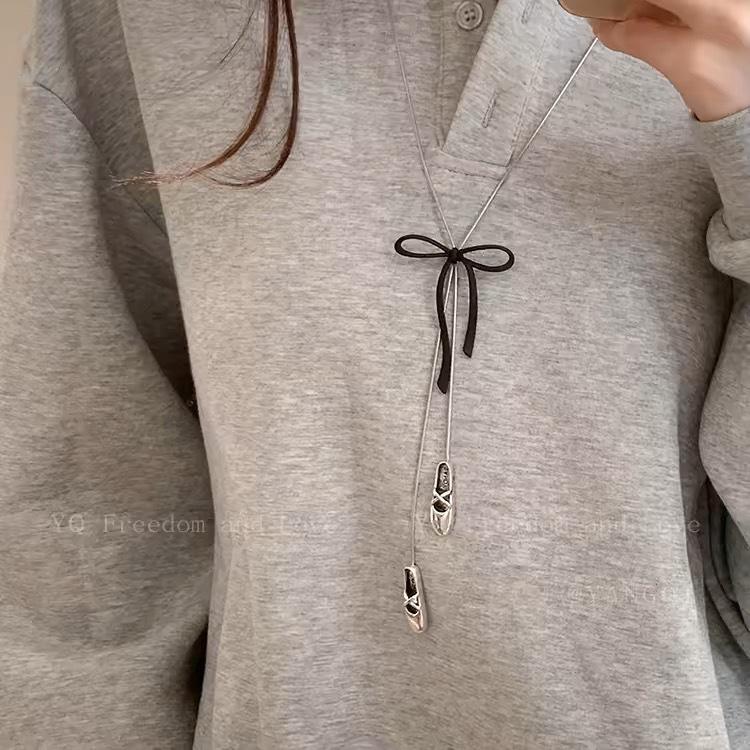 Women's Autumn and Winter Hoodie Bow Long Necklace