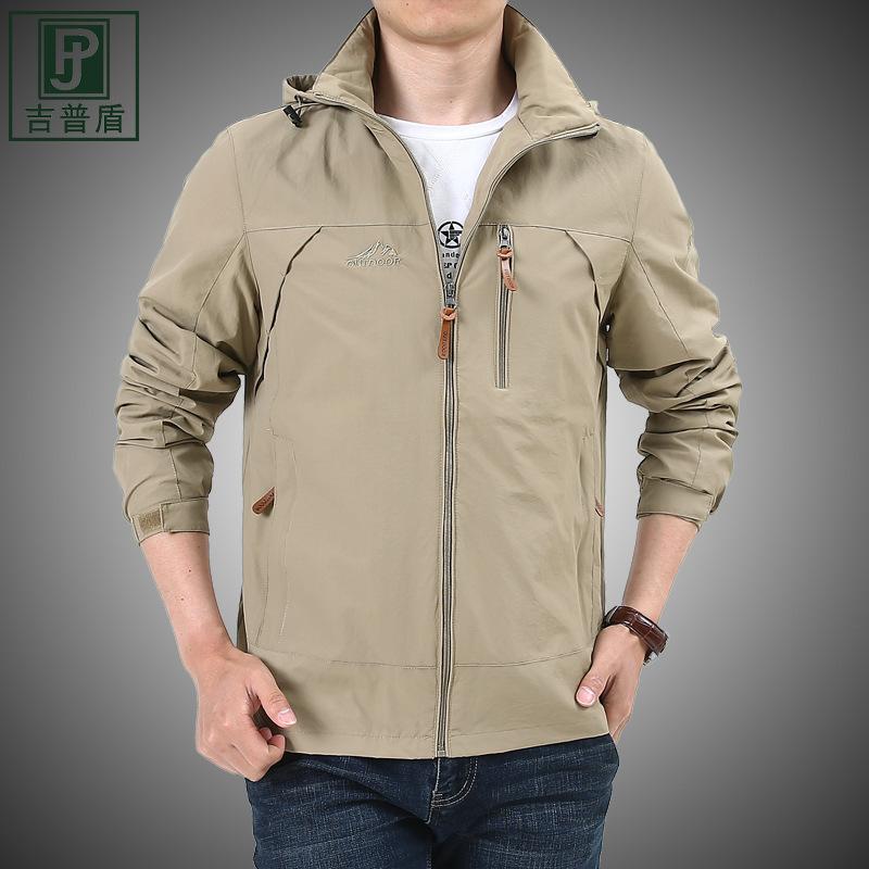 

Весенне-осеннее пальто, мужская уличная большая повседневная мужская штурмовая куртка с тонким капюшоном XXXXXL хаки