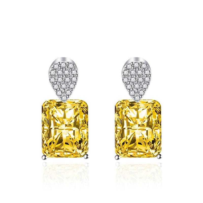 

BELLA BOX Роскошные женские модные квадратные серьги-гвоздики для свадьбы, помолвки и вечеринки, подарок жёлтый