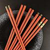 Orange 5 Pairs Chinese Chopsticks Sushi Sticks Korean Chopsticks Reusable Alloy Chop Sticks Kitchen Tableware Tool Accessories