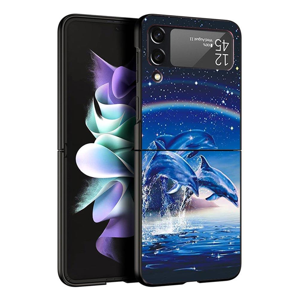 Ocean Animal Cute Dolphin Case For Samsung Galaxy Z Flip 7 6 5 4 3 z Flip7 Flip6 Flip5 Flip4 5G Phone Cover Flip3 Folding Coque