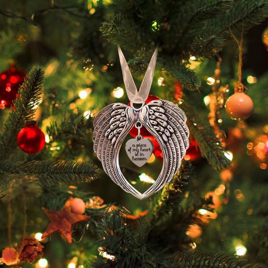 Christmas Loved One In Heaven Angel Wings Memorial Ornament with Lanyard Christmas Tree Hanging Pendant Sympathy Gift