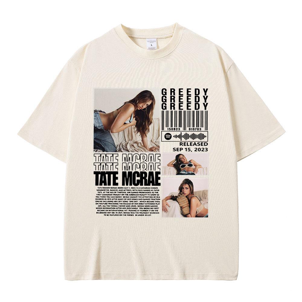 Tate Mcrae Greedy T Shirts Men Women Clothing Fashion Vintage T-shirts 100_ Cotton Casual Loose Short Sleeve T-shirt Streetwear