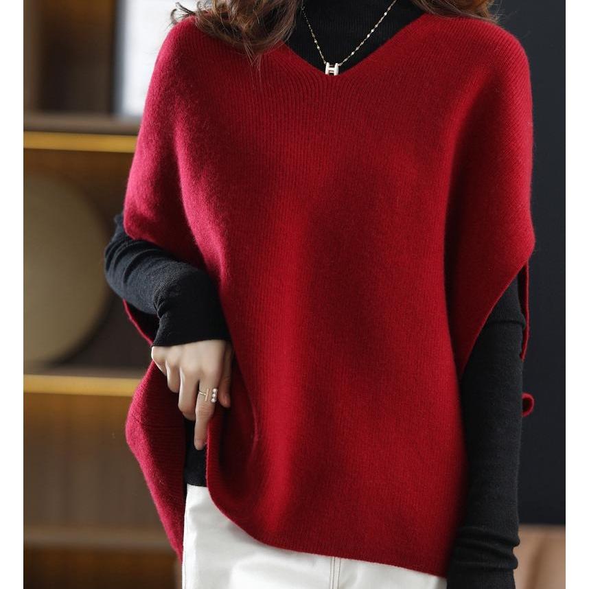 Vestă Tricotată din Lână pentru Femei cu Gât în V, Pulover fără Mâneci pentru Primăvară/Toamnă, Îmbrăcăminte Exterioară Stil Coreean