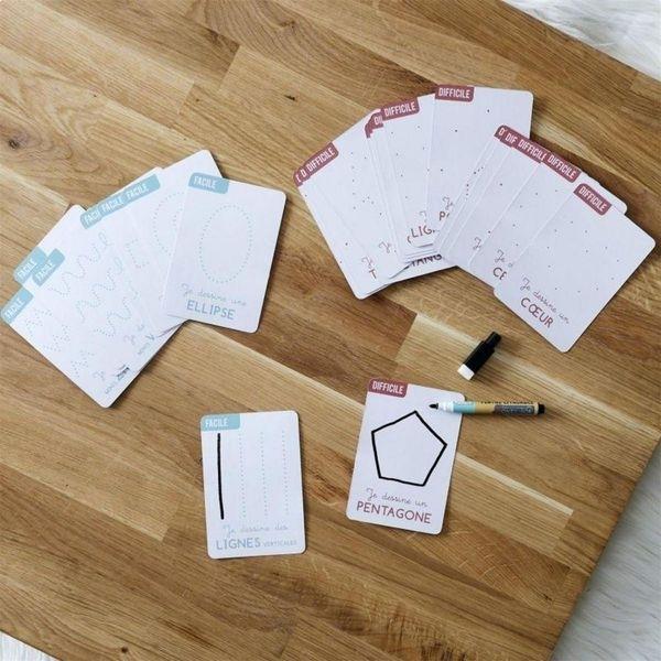Montessori Cards Shapes To Draw Erasable Learn To Trace
