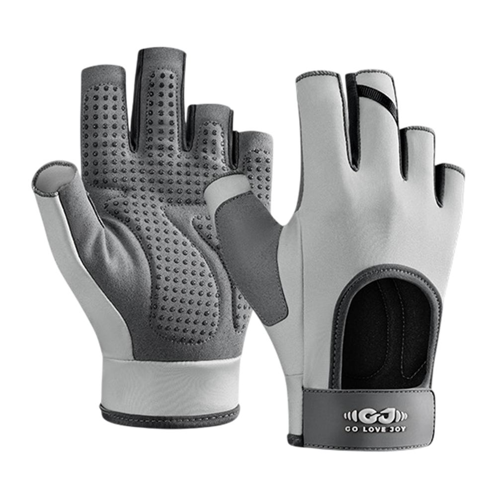 GOLOVEJOY XG84 1 Pair Half Finger Sport Fitness Gloves Anti Slip Shock Absorbing Open Back Mittens B