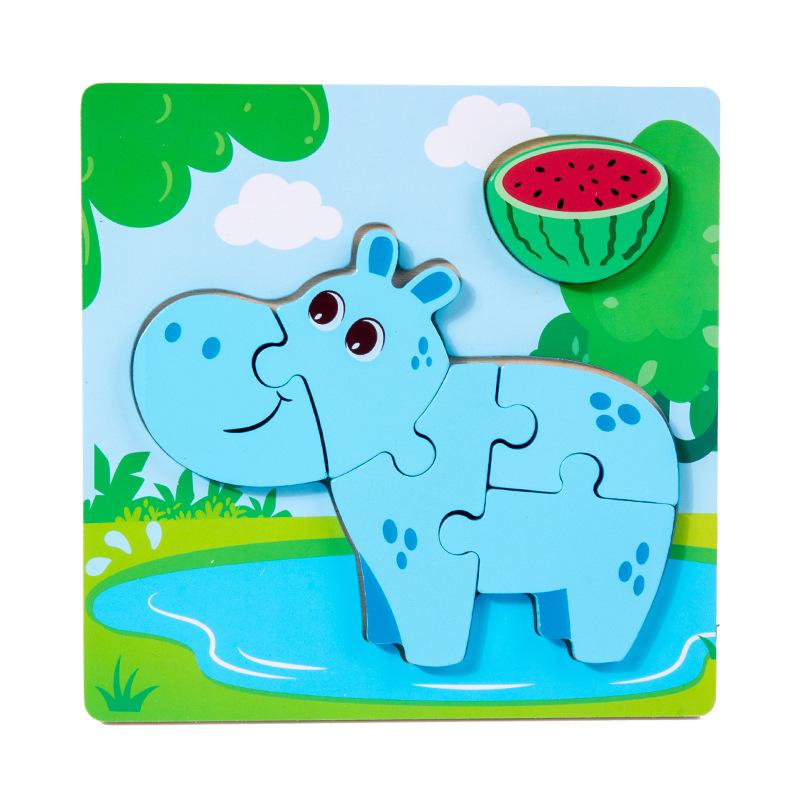 Деревянный детский 3-6 лет мультяшный трехмерный пазл раннее развитие животное сочетание продуктов раннее развитие развивающие игрушки