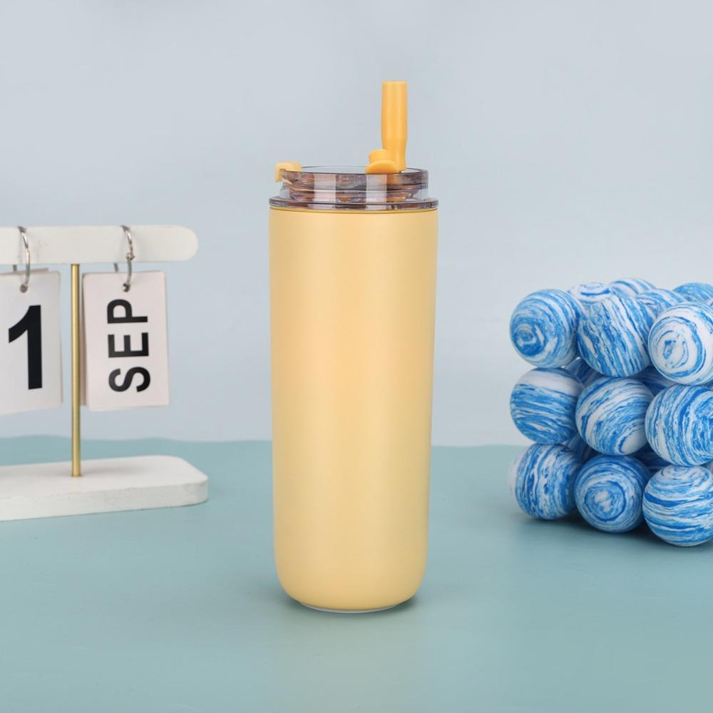 Doppelwandiger vakuumisolierter Becher mit Griff und Strohhalm Tasse Geschenk Strohhalmbecher Autohalterung