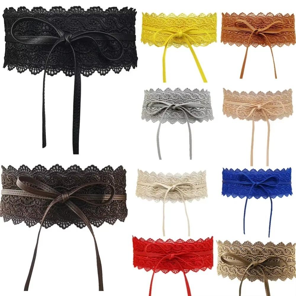 Soft Bow Tie Belt Self Tie Obi Belt Boho Style PU Leather Belt  for Dresses