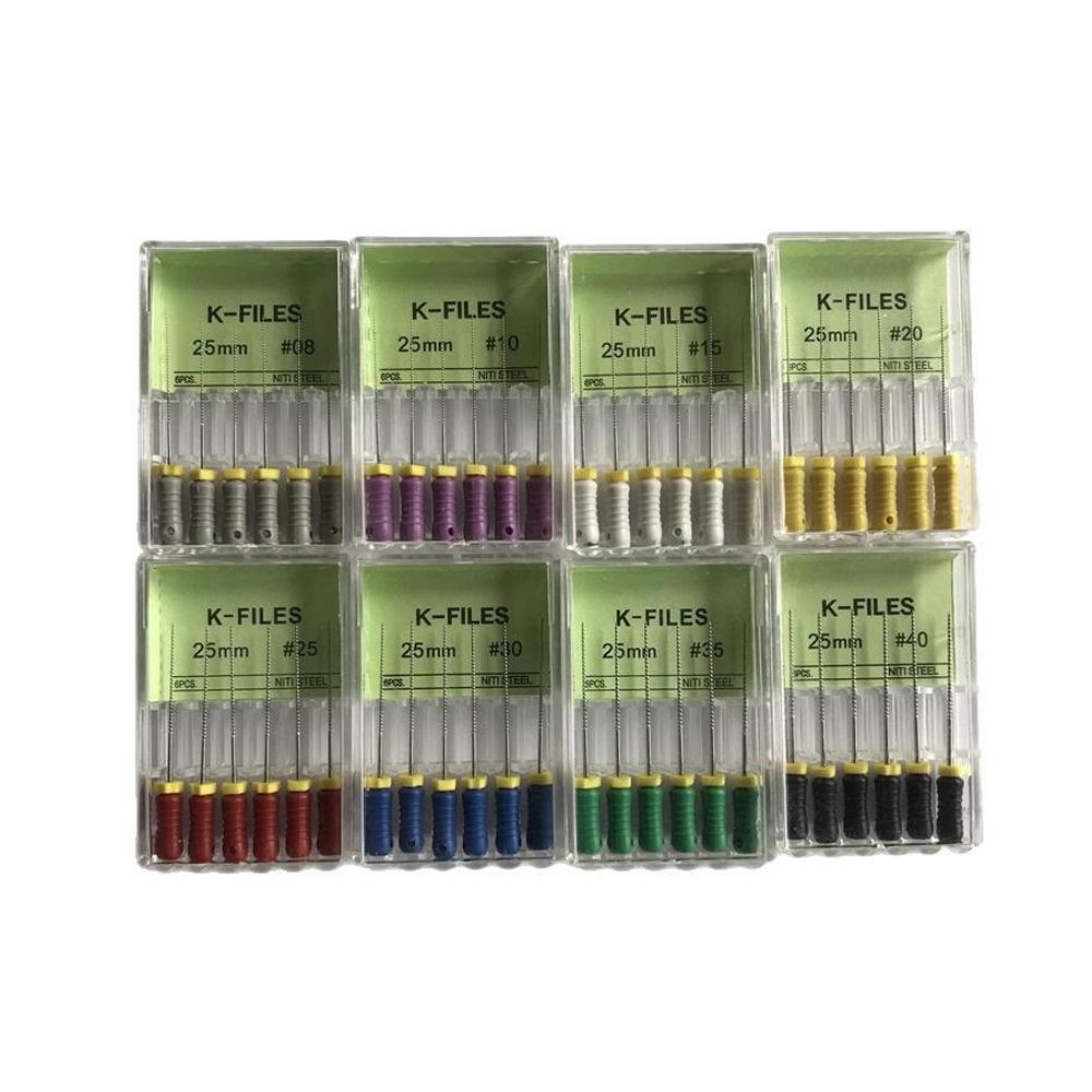 Nickel Titanium K-Type Dental Root Canal Files, Available In 21mm, 25mm, and 31mm