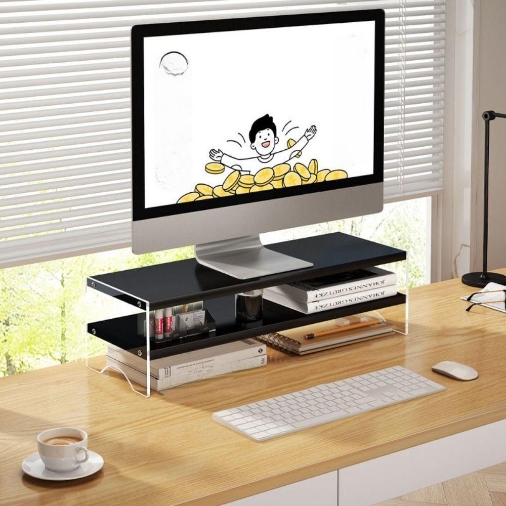 Single/Double Layers Acrylic Floating Computer Stand Protect Neck Comfortable Viewing Height Desktop Laptop Riser