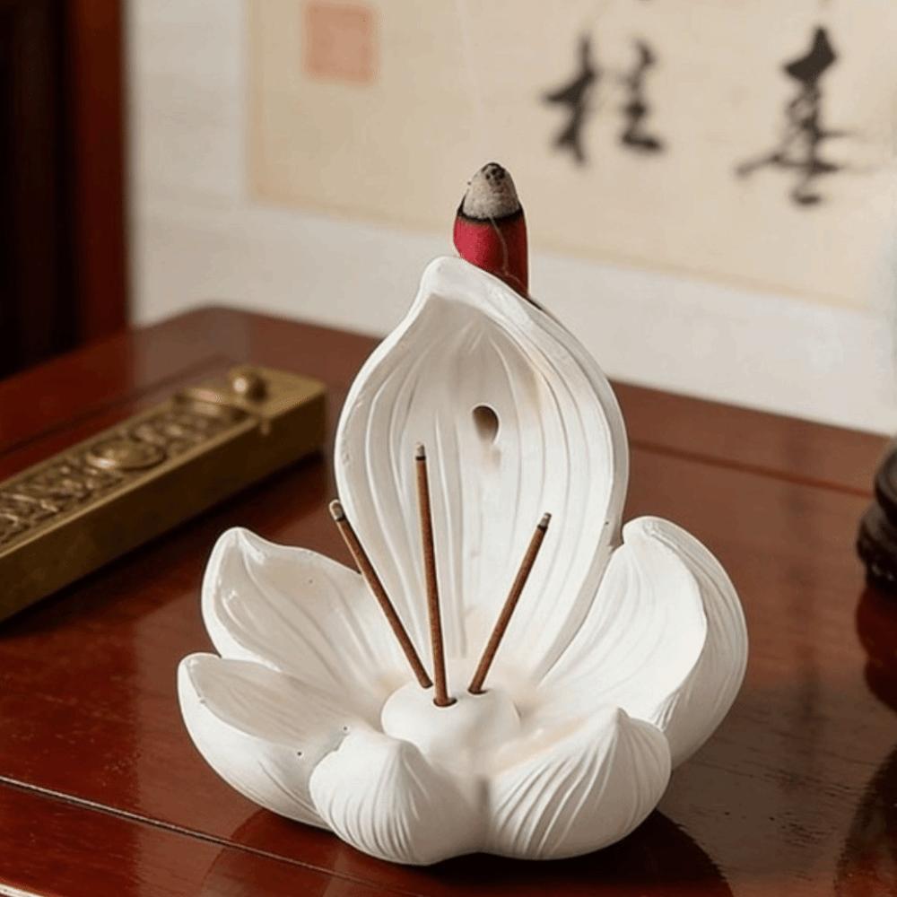 Resin Lotus Tabletop Incense Base Zen Chinese Style Lotus Incense Stick Incense Stick Burner Spa