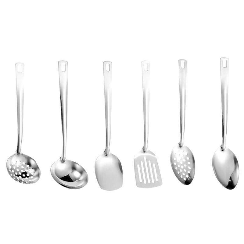 

6pcs Stainless Steel Dinnerware Set Creative Korean Cutlery Golden Spoon Korean-style Hot Pot Cutlery Set Outdoor Tableware срібний