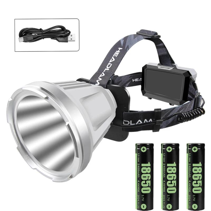 Super Bright LED Headlamp Type C Rechargeable High-power Headlights High Outdoor Emergency Head Flashlight Camping Fishing Lamp