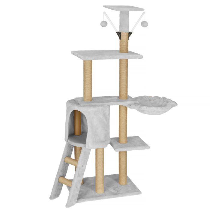 Arbre à chat - Springos® - 136 cm - Maisonnette - Berceau - 2 pompons de jeu