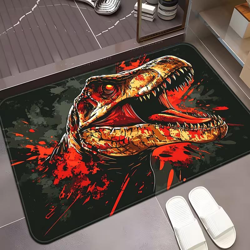

T-Rex Door Mat Cartoon Dinosaur Mouth Pattern Entrance Rug Soft Non-Slip Welcome Mat for Living Room Kids Dinosaur Lovers Decor 40x60cm