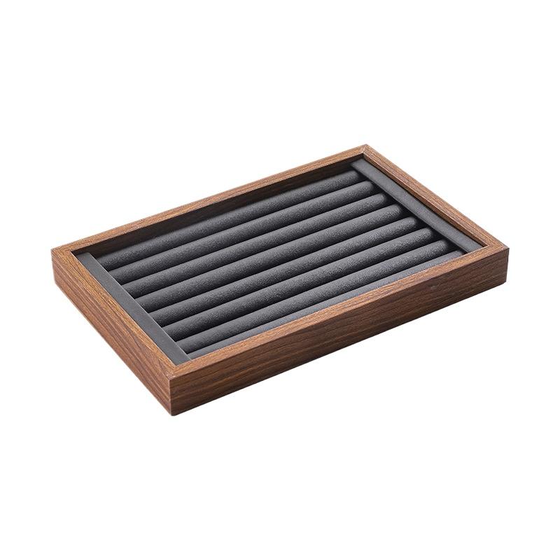 Shopping Mall Counter Jewelry Tray Display Walnut Box Flannel Jewelry Storage Large Capacity Ring Necklace Display Tray