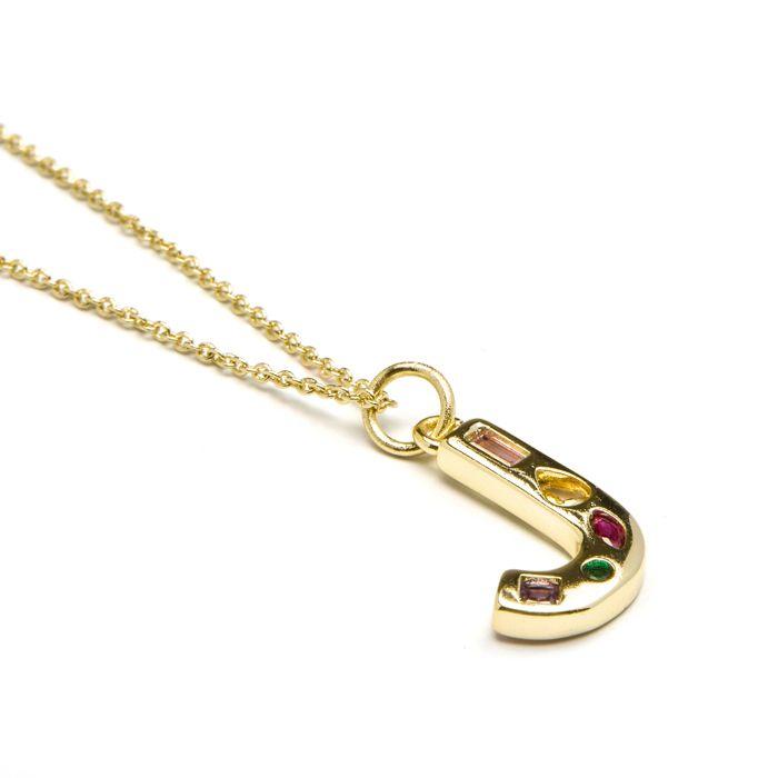 Collier Luxenter avec zircon multicolore finition or 18k - Alphabet J