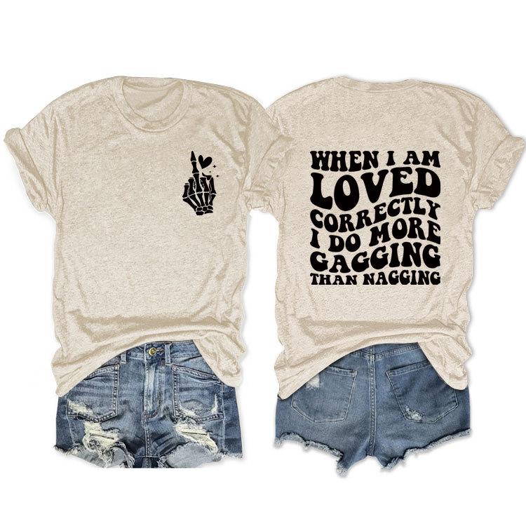 

WHEN I AM LOVED Printed Short Sleeve Loose Casual T-Shirt Women S