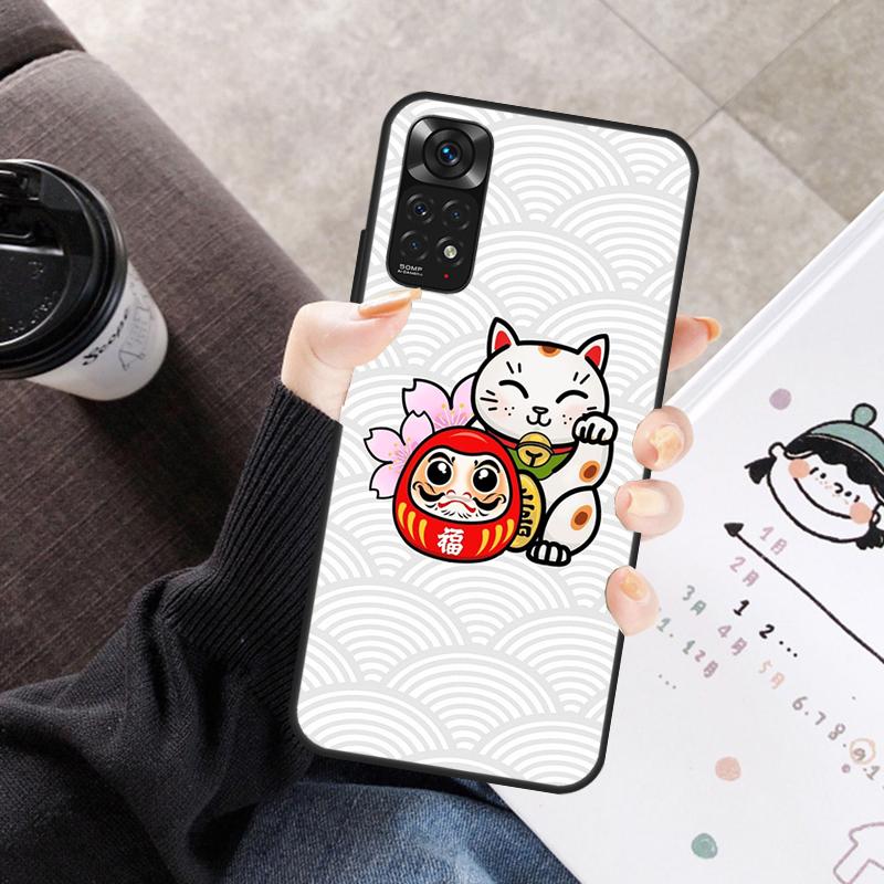 Japanese Lucky Cat Case For Xiaomi Redmi Note 11 10 9 8 12 Pro 10S 11S 12S Cover For Redmi 9 10 10A 9C 10C 12C