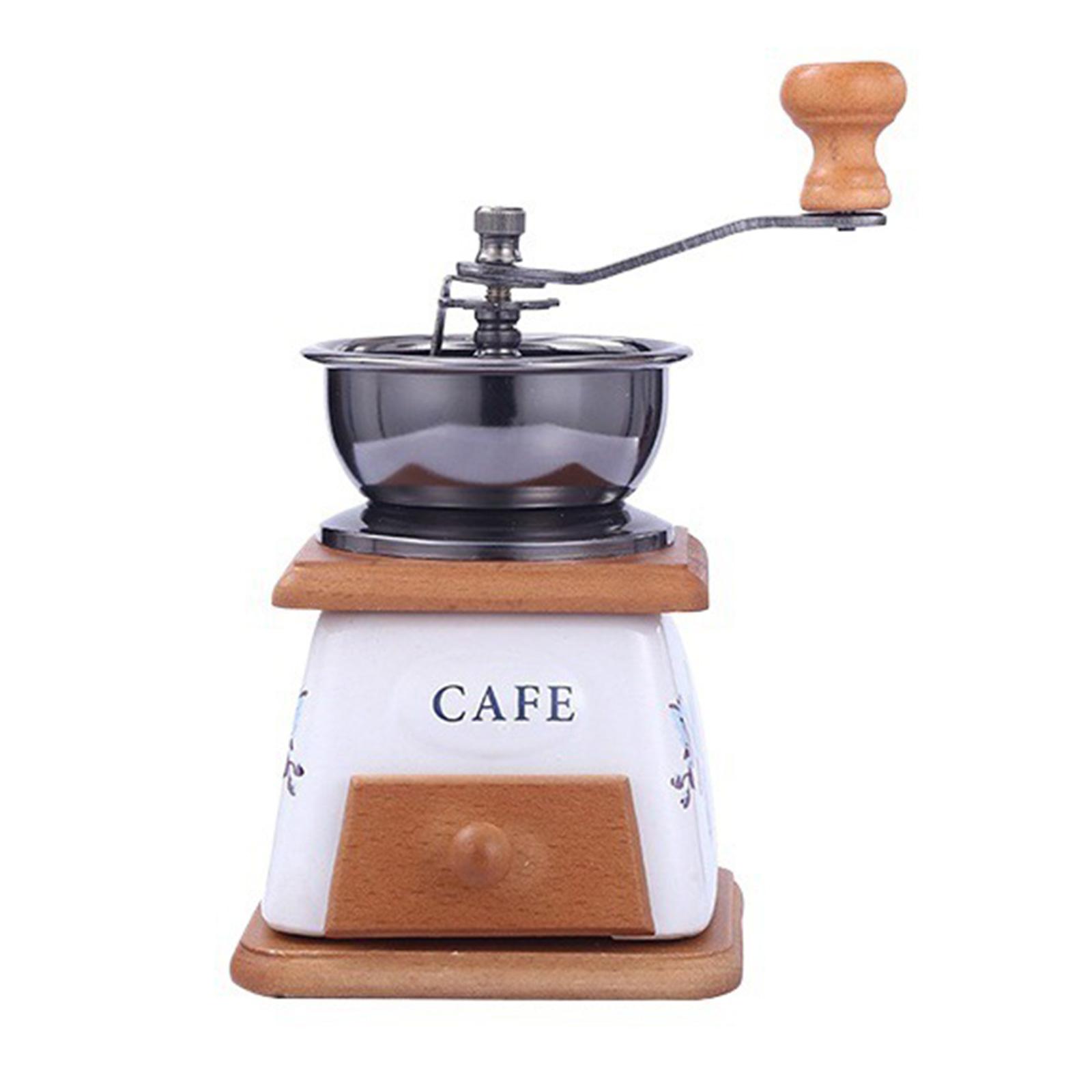 

Wooden and Ceramic Burr Hand Crank Coffee Bean Mill Manual Household Espresso Machine for Kitchen Or Outdoor Camping
