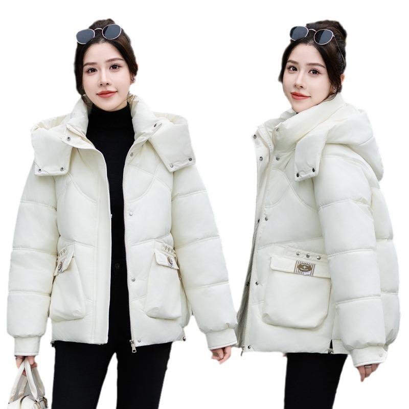 Thickened cotton jacket women's short loose ins Hong Kong style down cotton jacket student padded jacket new in 2025