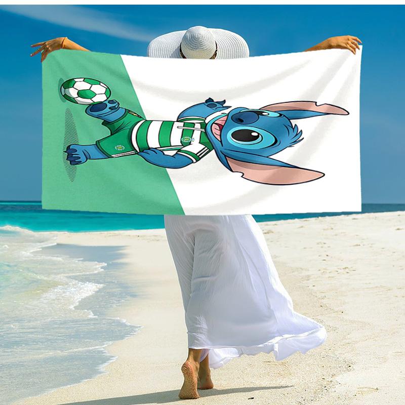 1pc Stitch Soccer Fun Cartoon Quick Dry Microfiber Bath Towel for Swimming Surfing Camping Unisex Holiday. SJT7201106