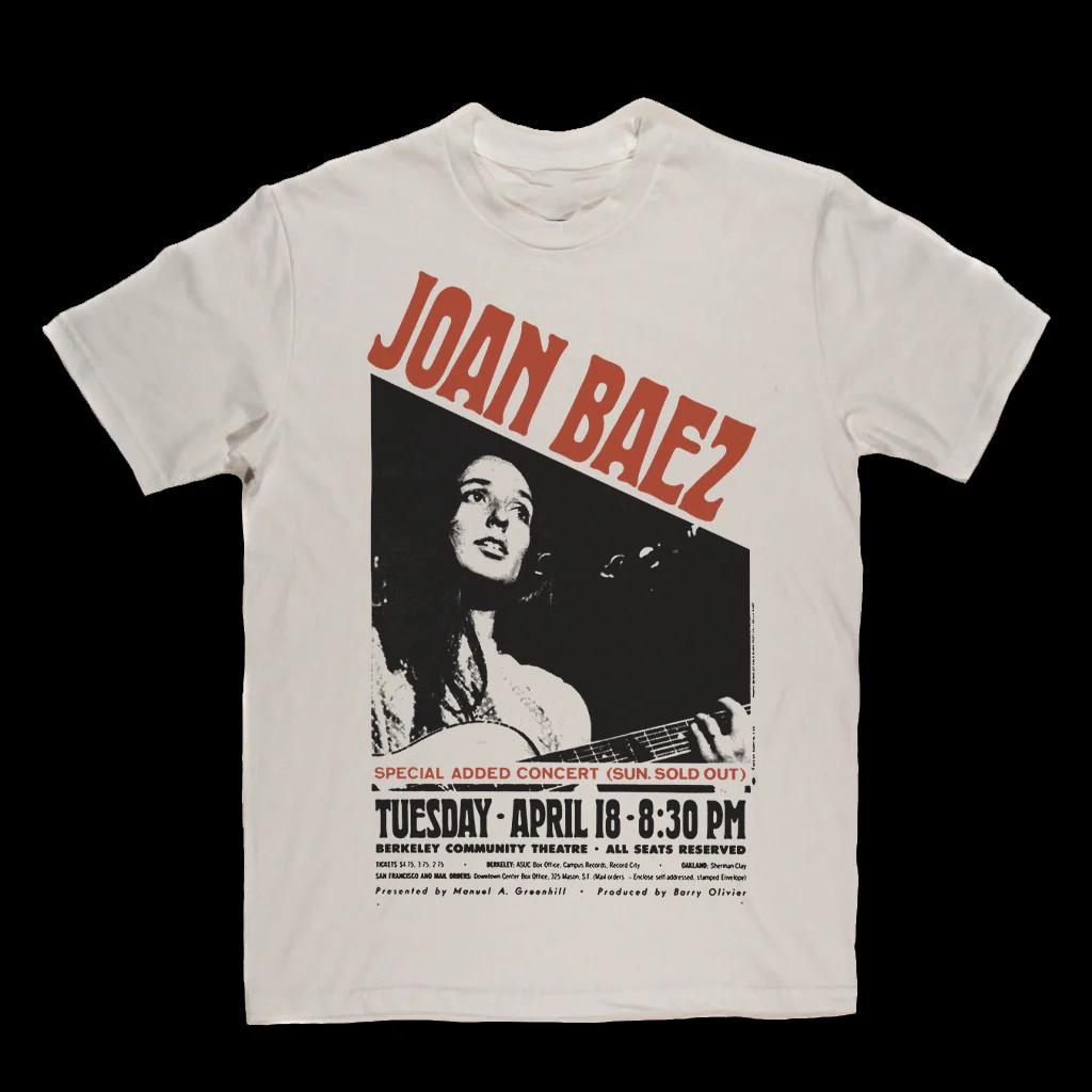 Joan Baez Concert Poster T Shirt Classic White Unisex S-5XL 1R220 L